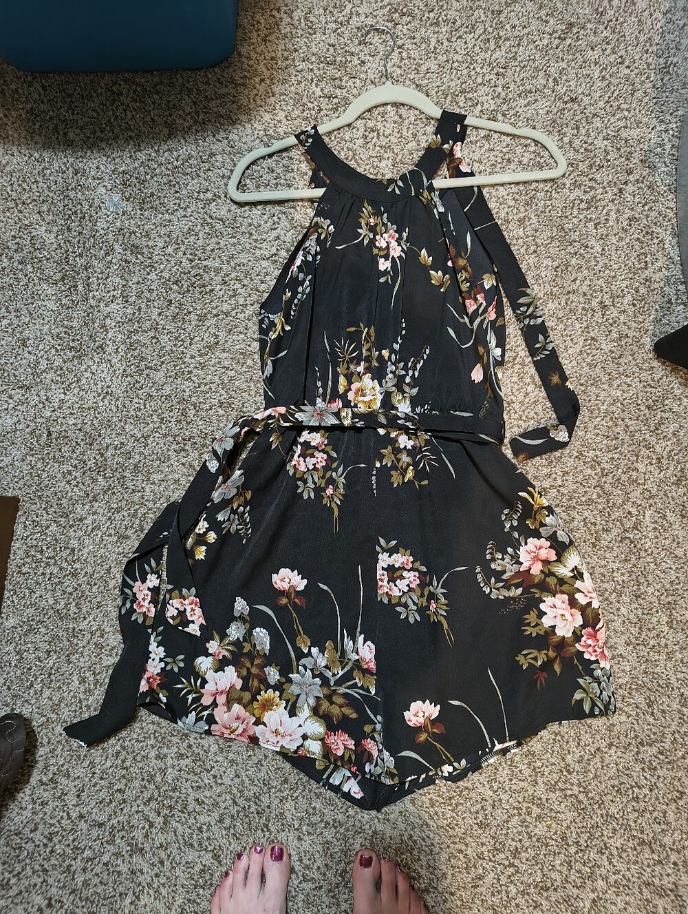 Black Floral Wrap Dress
